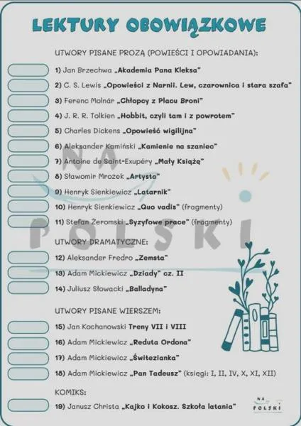 Lektury do egzaminu ósmoklasisty