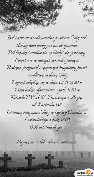 Wiersz na pożegnanie taty